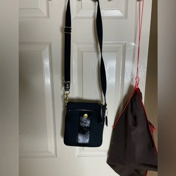 Coach Signature Logo Crossbody Style Black Canvas And Nylon Bag# J0982 - 43457  - Picture 8 of 12